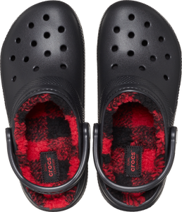 Crocs Classic Lined Buff Checked Clogs (Black)