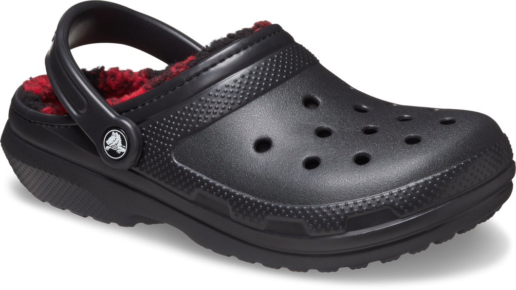 Crocs Classic Lined Buff Checked Clogs (Black)