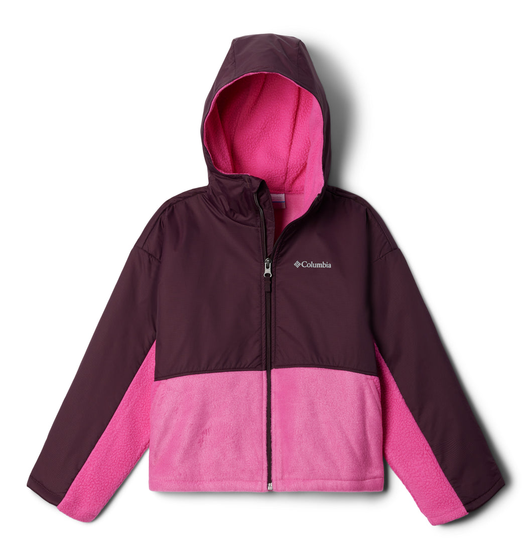 Columbia Kids Benton Springs Novelty Full Zip Hooded Fleece (Pink Ice/Moonvista)(Ages 6-18)