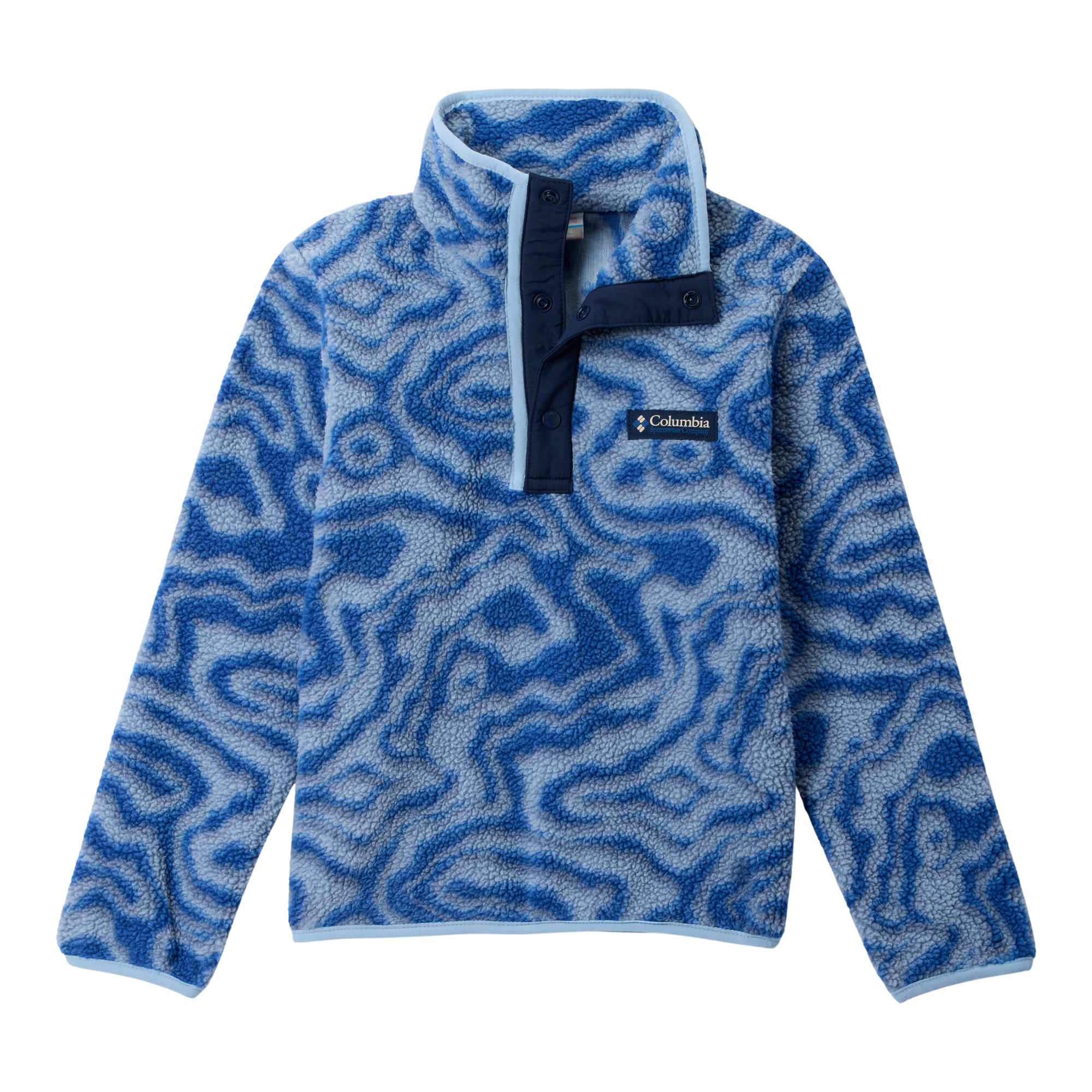 Columbia Kids Helvetia II Printed Half Snap Fleece (Mountain Blue Topoglitch/Coll Navy)