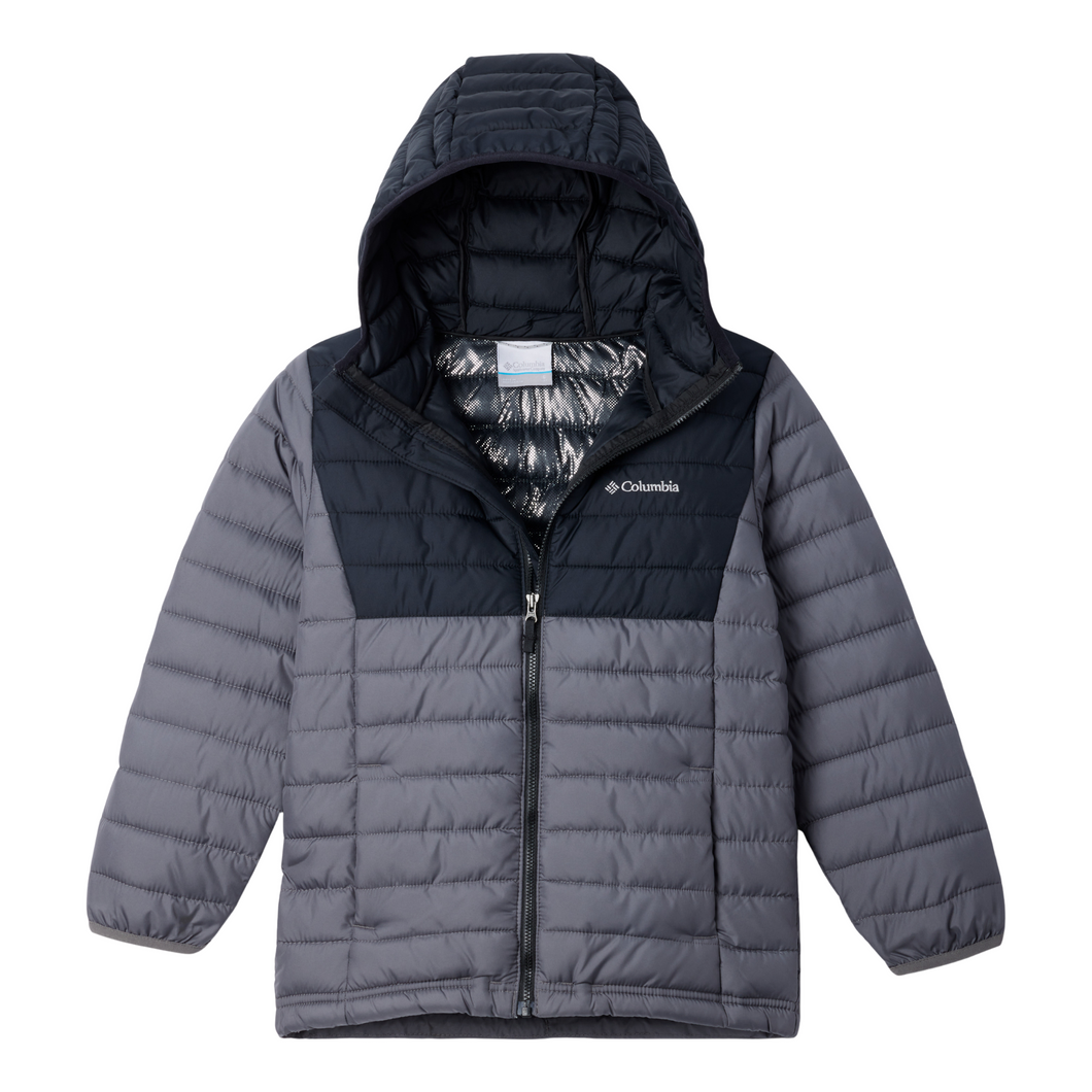 Columbia Kids Powder Lite II Hooded Insulated Jacket (City Grey/Black)(Ages 6-18)