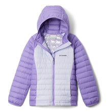 Load image into Gallery viewer, Columbia Kids Powder Lite II Hooded Insulated Jacket (Snowdrift/Paisley Purple)(Ages 4-18)
