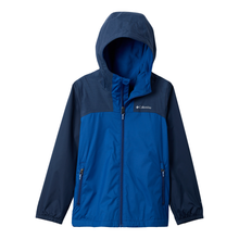Load image into Gallery viewer, Columbia Kids Rainy Trails III Fleece Lined Waterproof Jacket (Mountain Blue/Collegiate Navy)
