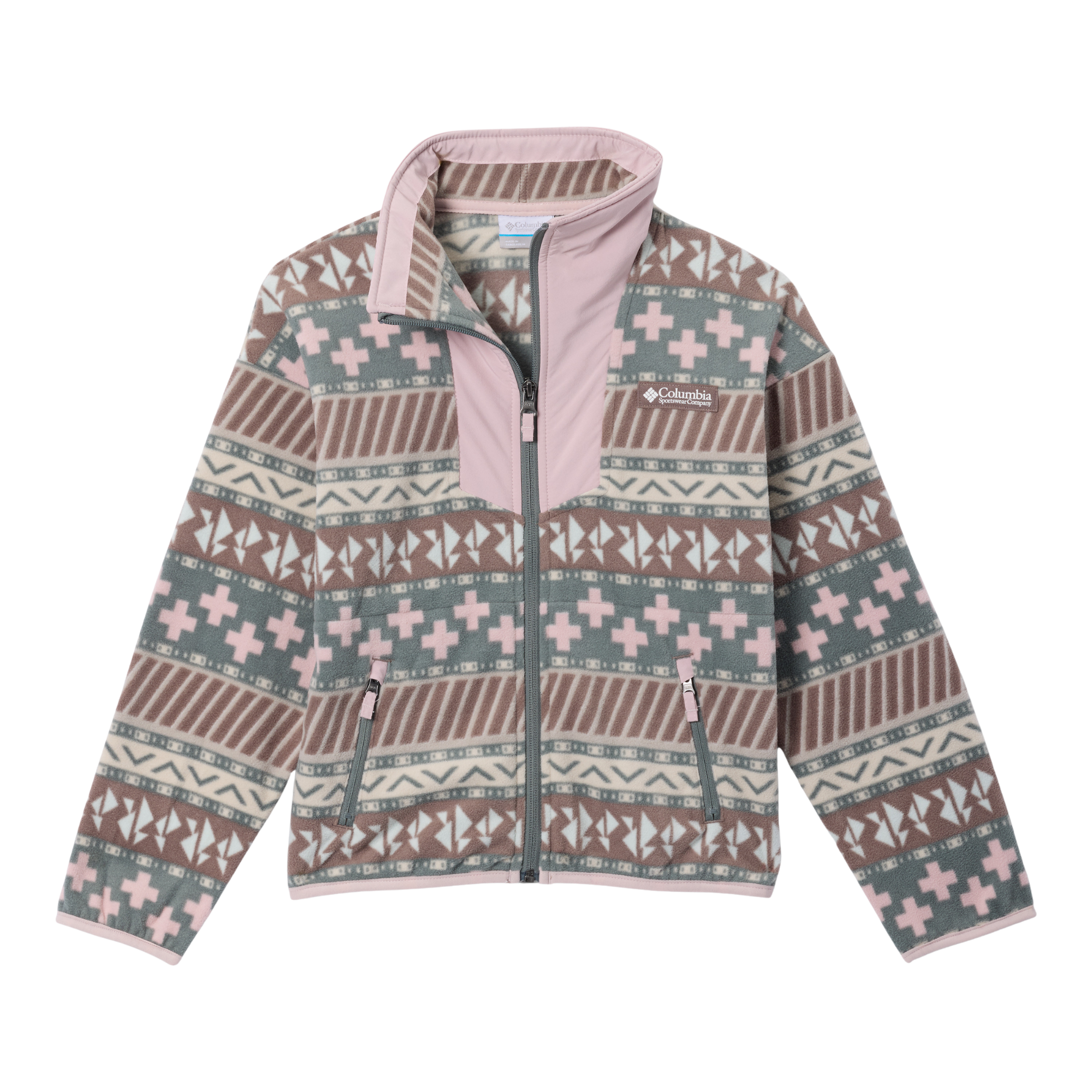 Columbia Kids Sequoia Grove Printed Full Zip Fleece Jacket Iron Wizard Island Mineral Pink 254 2134961