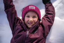 Load image into Gallery viewer, Columbia Kids Whirlibird Cuffed Beanie Hat (Pink Ice/Black Marled/Mountains)

