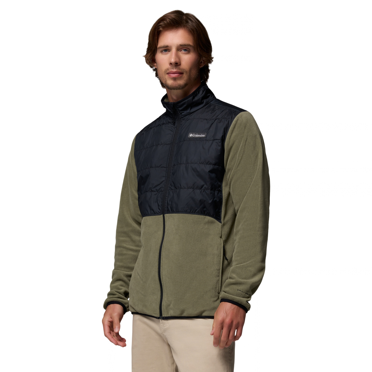 Columbia Men's Basin Butte II Hybrid Full Zip Fleece (Stone Green/Black)