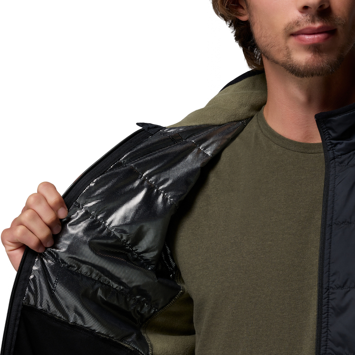 Columbia Men's Basin Butte II Hybrid Full Zip Fleece (Stone Green/Black)