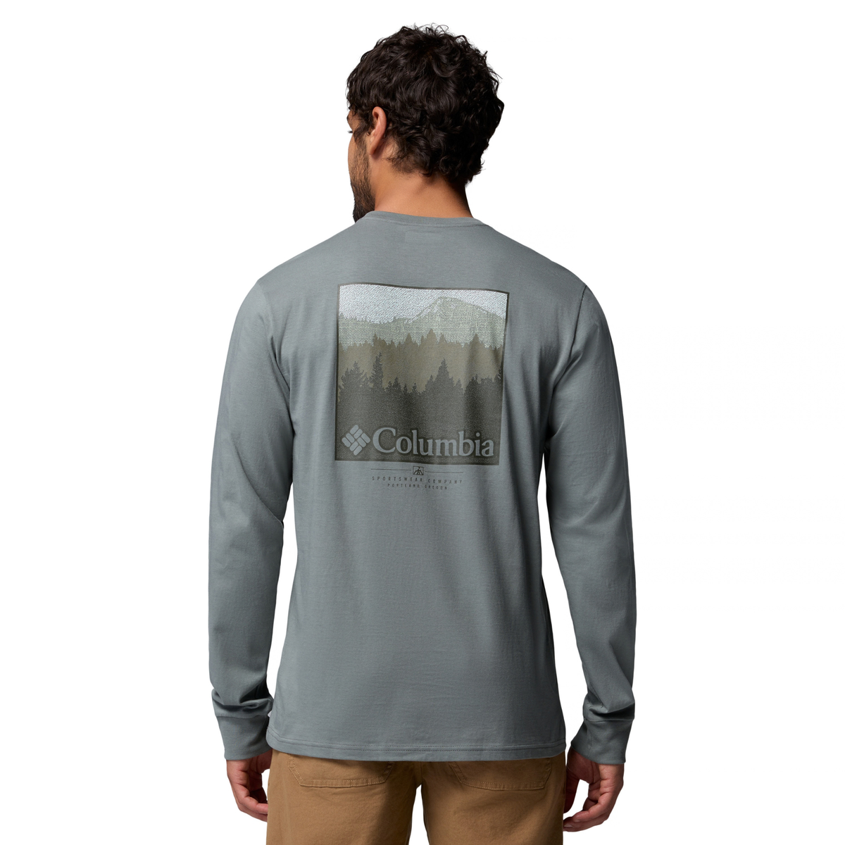 Columbia Men's CSC Graphic 100% Organic Cotton Long Sleeve Tee Sedona Sage Textured Scene 342 2174131