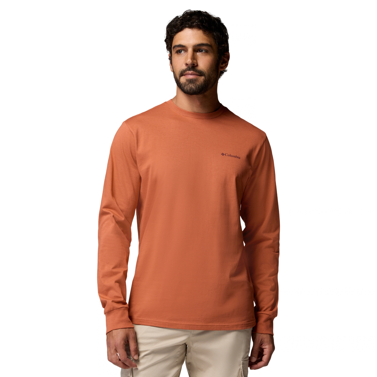 Columbia Men's CSC Graphic 100% Organic Cotton Long Sleeve Tee Teak Brown Textured Scene 235 2174131