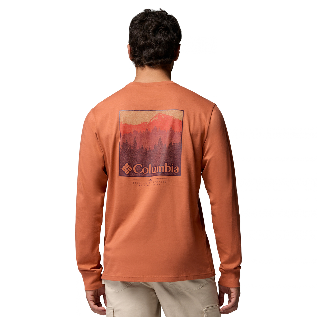 Columbia Men's CSC Graphic 100% Organic Cotton Long Sleeve Tee Teak Brown Textured Scene 235 2174131