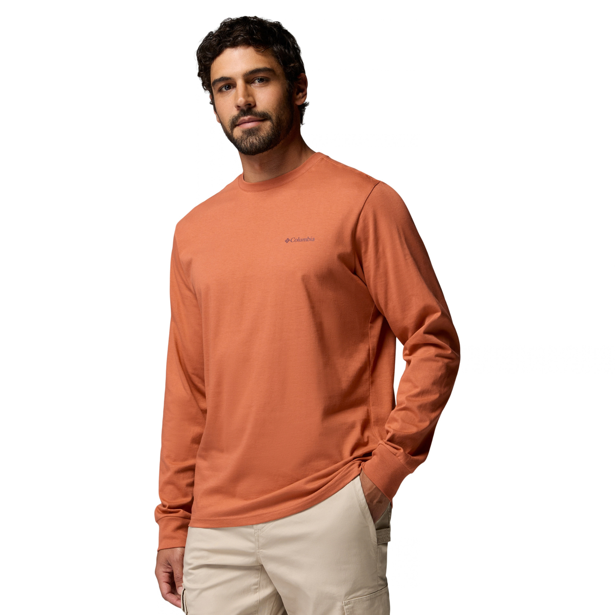 Columbia Men's CSC Graphic 100% Organic Cotton Long Sleeve Tee Teak Brown Textured Scene 235 2174131
