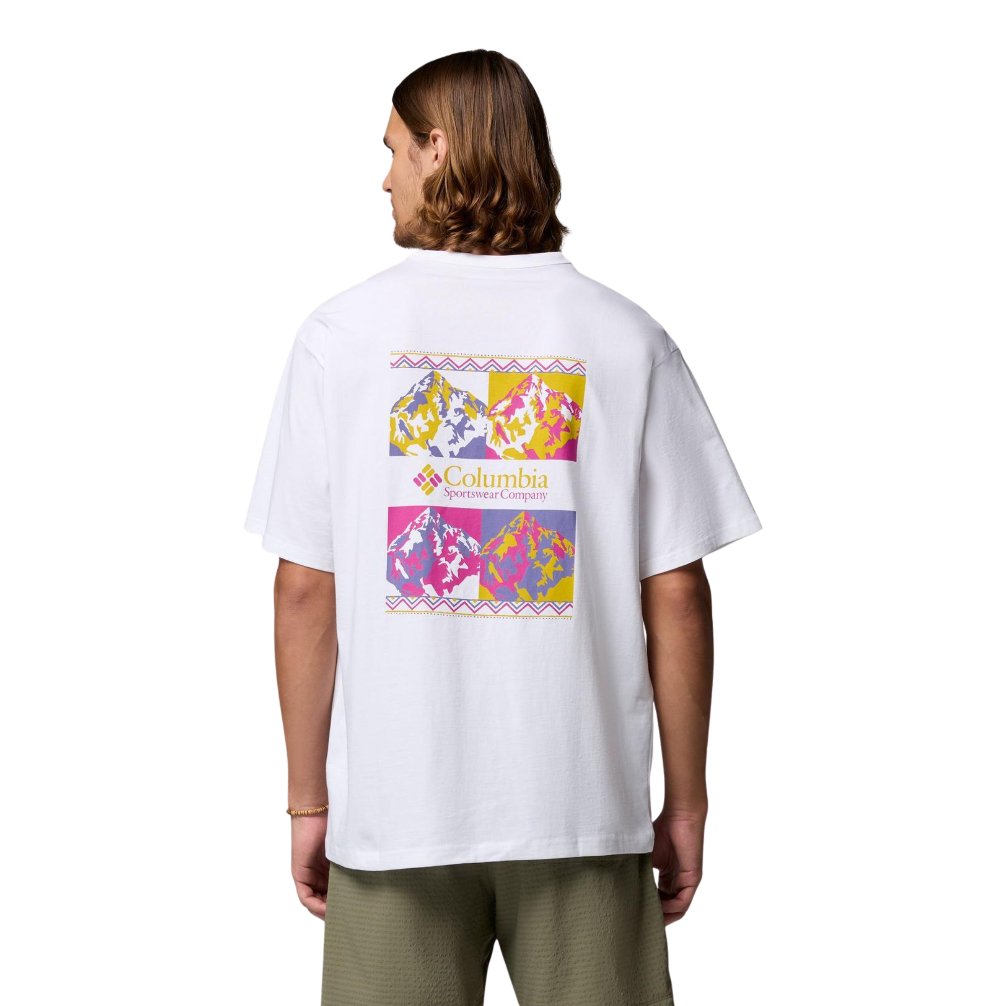 Columbia Men's CSC Heavyweight Iconic Short Sleeve Tee (White/Repeated Peaks)