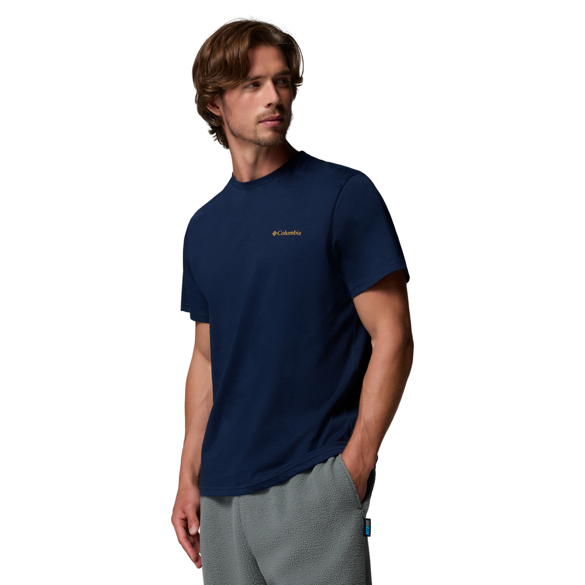 Columbia Men's CSC Logo Back 100% Organic Cotton Short Sleeve Tee Collegiate Navy Boxy Brand 465 2155011