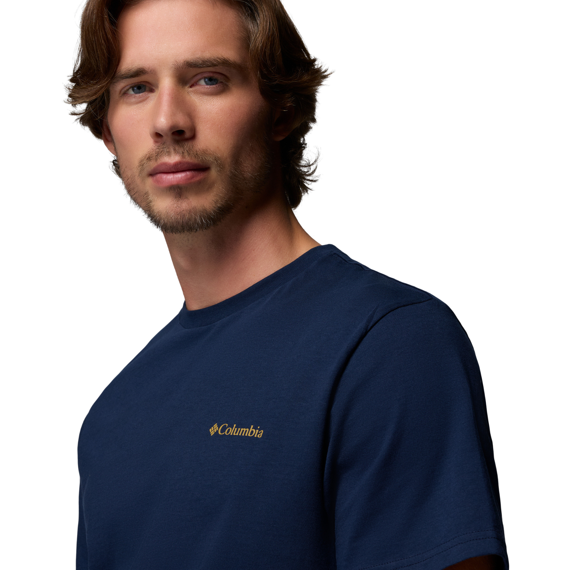 Columbia Men's CSC Logo Back 100% Organic Cotton Short Sleeve Tee Collegiate Navy Boxy Brand 465 2155011