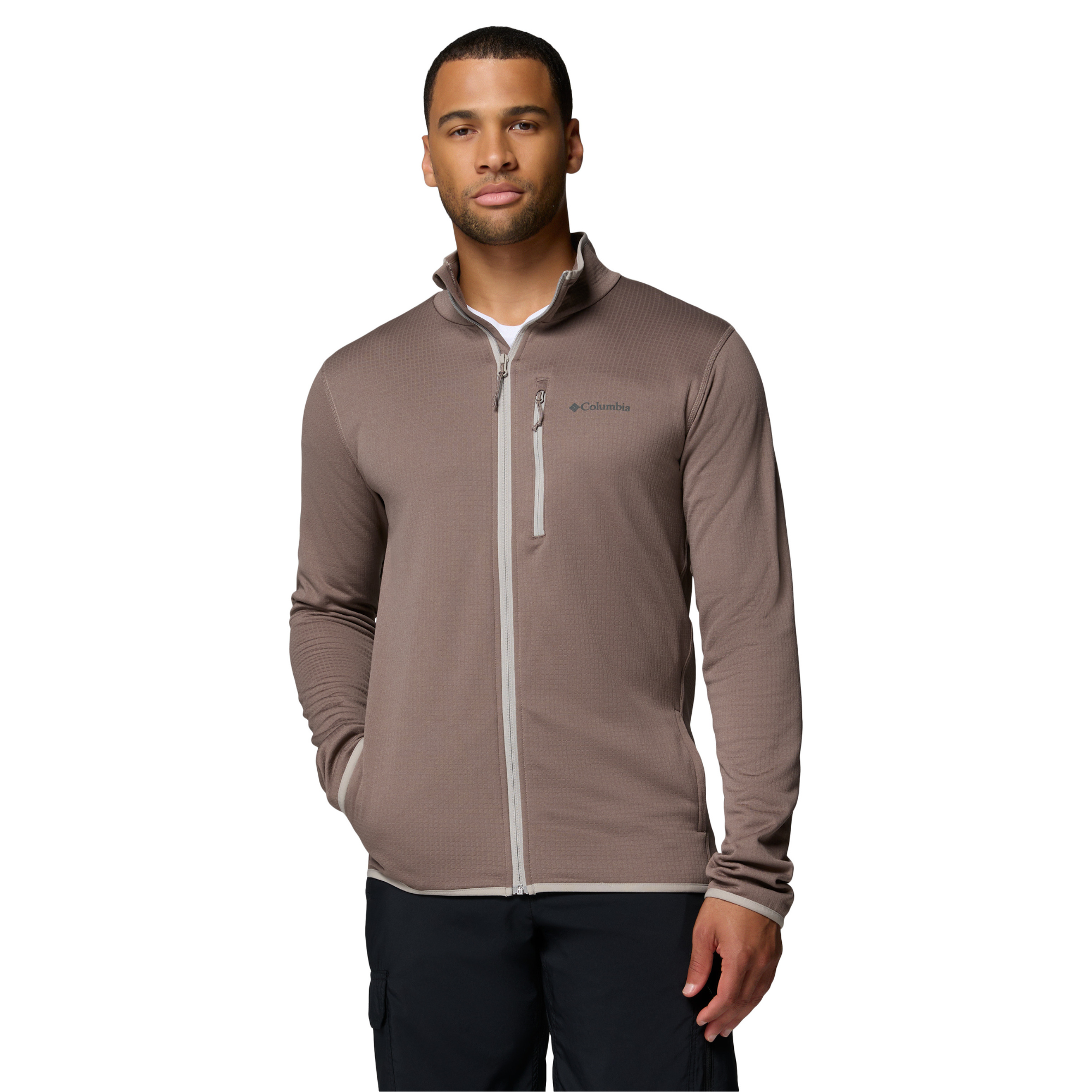 Columbia Men's Essential Hike Grid Full Zip Fleece (Iron/Flint Grey)