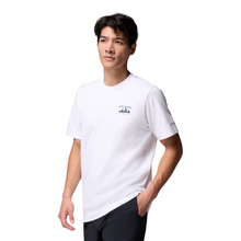 Load image into Gallery viewer, Columbia Men&#39;s Explorers Canyon Back Graphic Short Sleeve Tee (White/Peaks and Waves)
