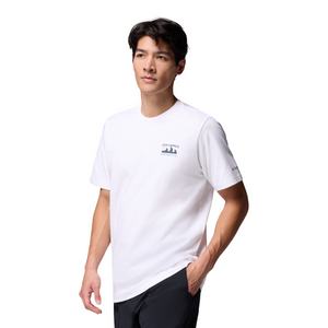 Columbia Men's Explorers Canyon Back Graphic Short Sleeve Tee (White/Peaks and Waves)