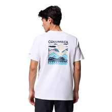 Load image into Gallery viewer, Columbia Men&#39;s Explorers Canyon Back Graphic Short Sleeve Tee (White/Peaks and Waves)
