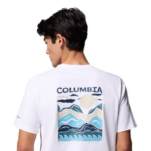 Columbia Men's Explorers Canyon Back Graphic Short Sleeve Tee (White/Peaks and Waves)