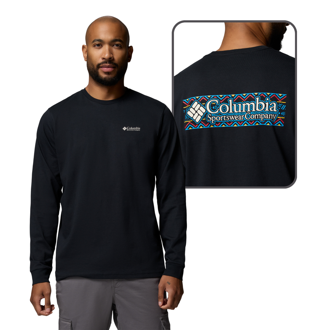 Columbia Men's Explorers Canyon Long Sleeve T-Shirt (Black/Branded Blanket)