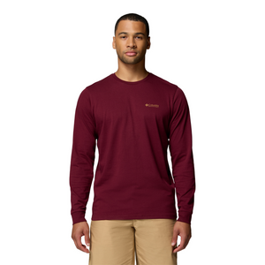 Columbia Men's Explorers Canyon Long Sleeve T-Shirt (Rich Wine/Branded Blanket)