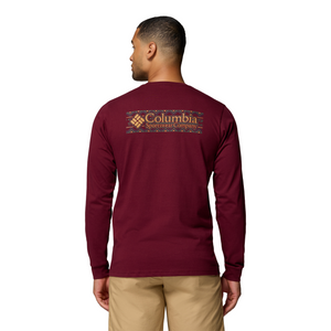 Columbia Men's Explorers Canyon Long Sleeve T-Shirt (Rich Wine/Branded Blanket)