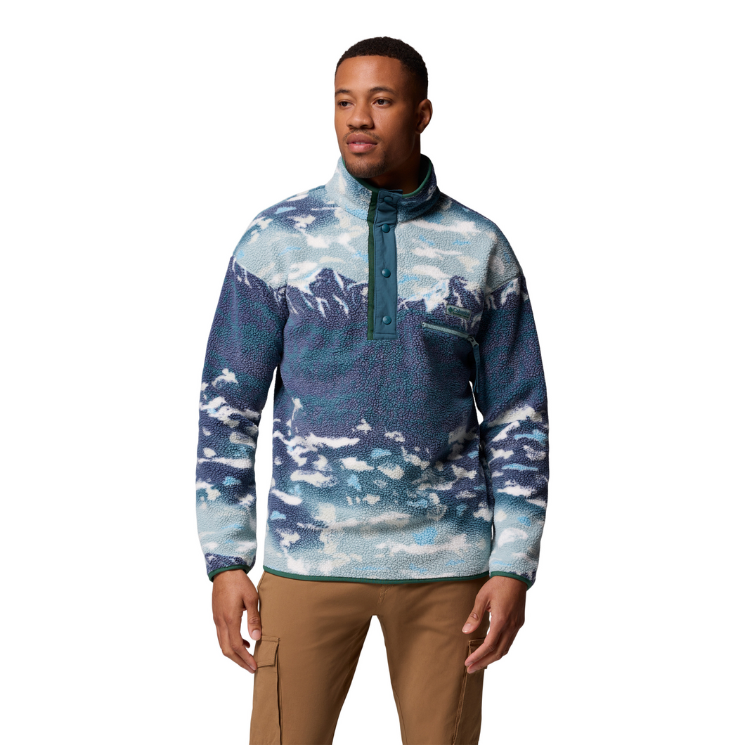 Columbia Men's Helvetia II Printed Half Snap Fleece Top (Crushed Blue Sisters)