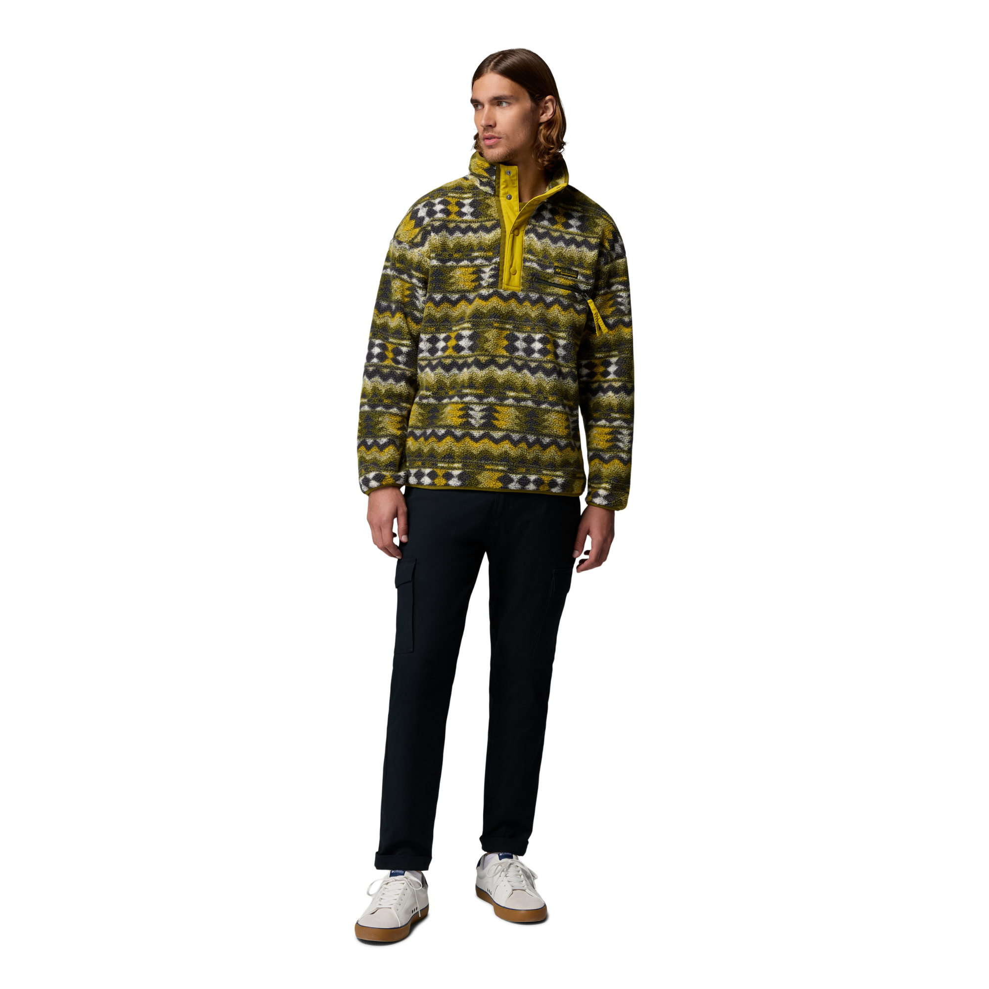 Columbia Men's Helvetia II Printed Half Snap Fleece Top (Mossy Green/Retrotree)