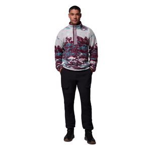 Columbia Men's Helvetia II Printed Half Snap Fleece Top (Rich Wine Sisters)