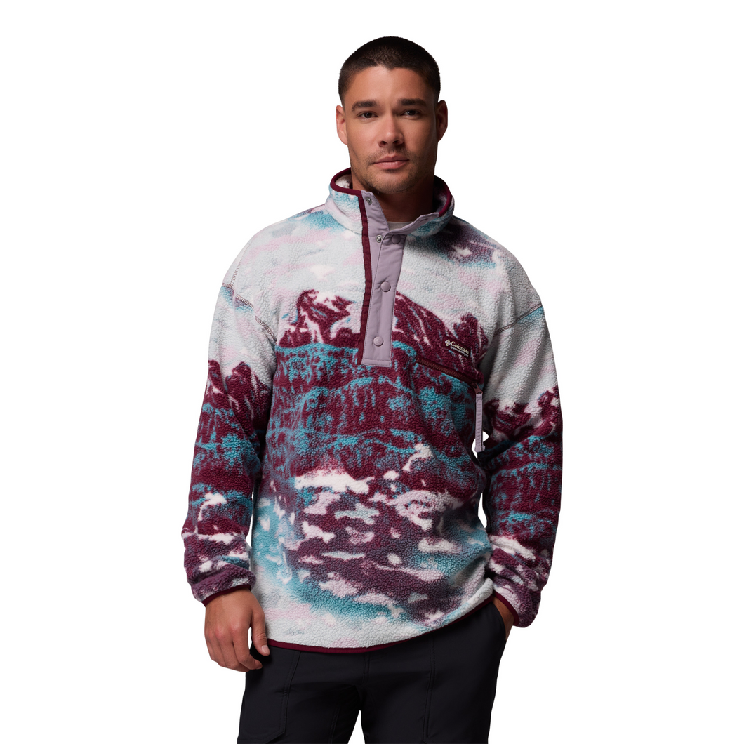 Columbia Men's Helvetia II Printed Half Snap Fleece Top (Rich Wine Sisters)