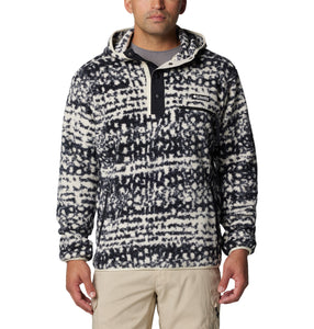 Columbia Men's Helvetia II Printed Quarter Snap Hooded Fleece (Black Stippled Stripe)