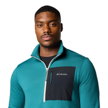 Load image into Gallery viewer, Columbia Men&#39;s Hike II Technical Half Zip Fleece Top (River Blue/Dark Stone/Black)
