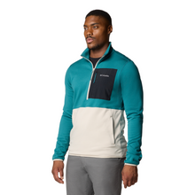 Load image into Gallery viewer, Columbia Men&#39;s Hike II Technical Half Zip Fleece Top (River Blue/Dark Stone/Black)
