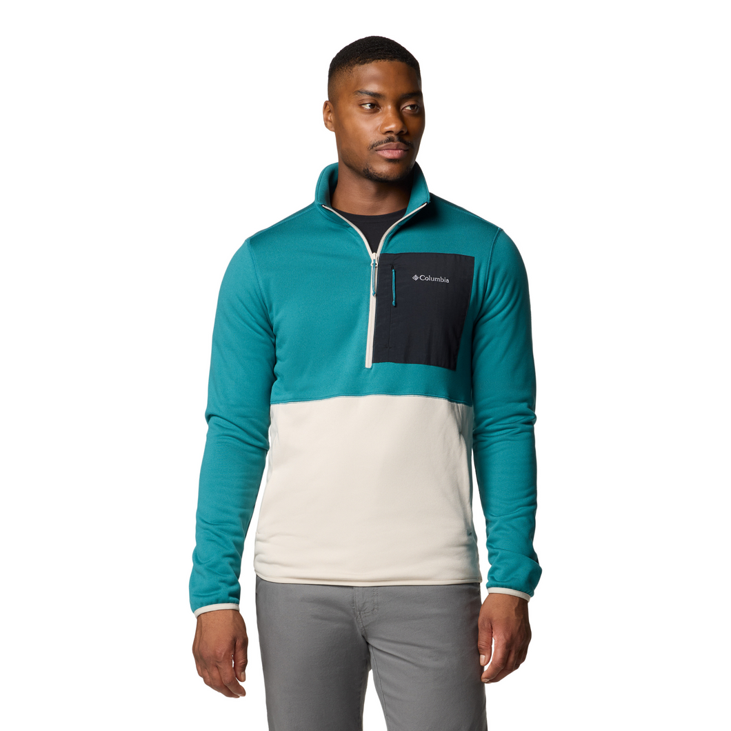 Columbia Men's Hike II Technical Half Zip Fleece Top (River Blue/Dark Stone/Black)