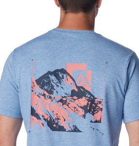 Columbia Men's Kwick Hike Back Graphic Short Sleeve Technical Tee (Skyler Heather/Mountain Air)