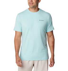 Columbia Men's Kwick Hike Back Graphic Short Sleeve Technical Tee (Spray Heather/Naturally Boundless)