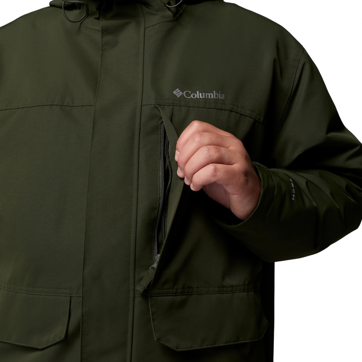 Columbia Men's Landroamer Fleece Lined Waterproof Jacket Greenscape Stone Green 366 2174421