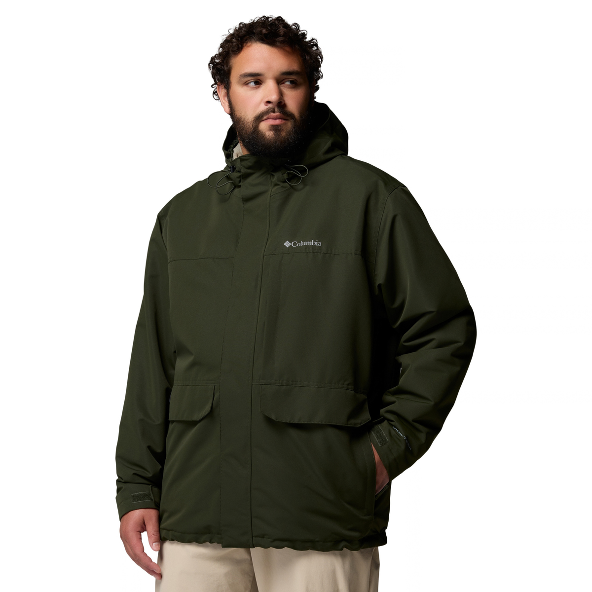 Columbia Men's Landroamer Fleece Lined Waterproof Jacket Greenscape Stone Green 366 2174421