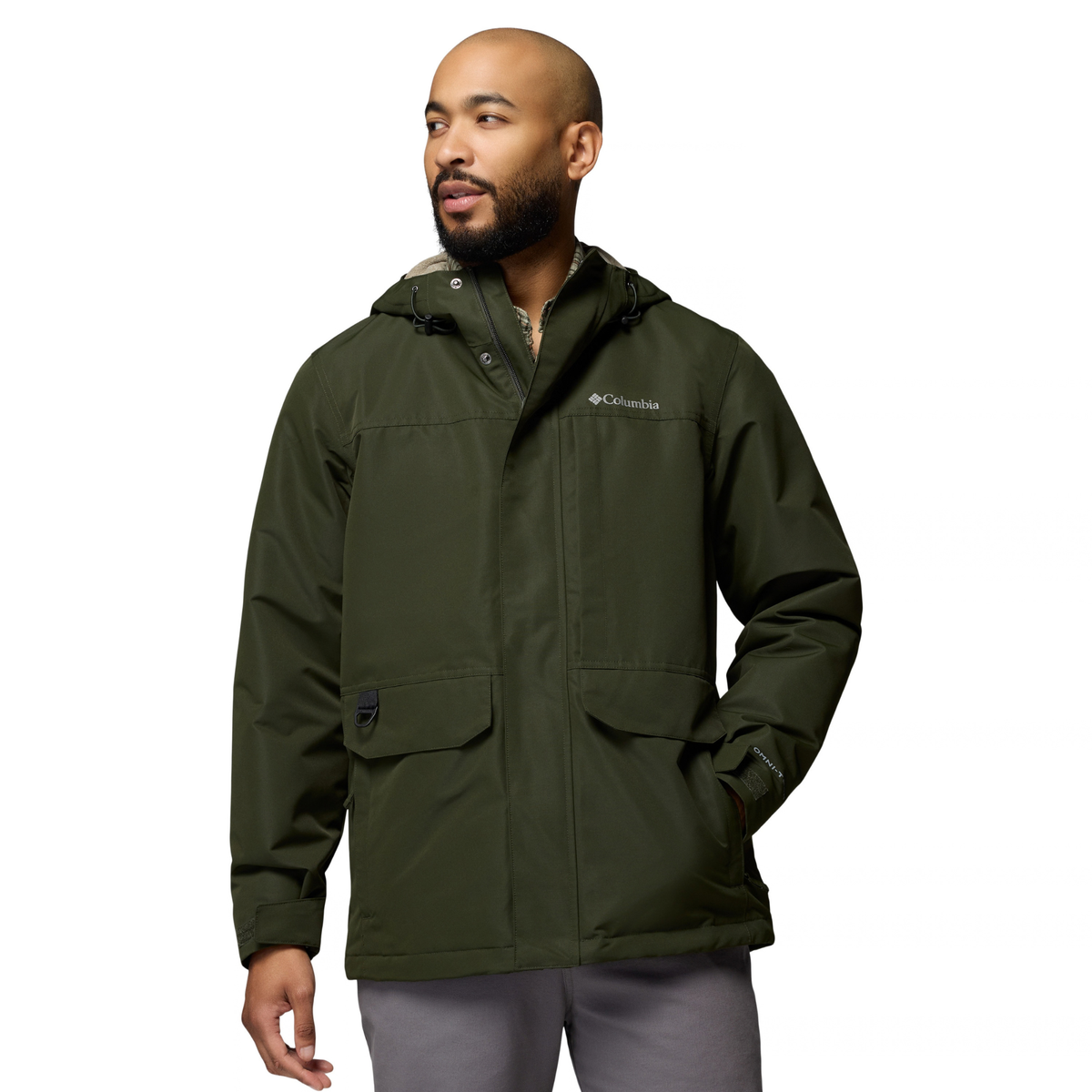 Columbia Men's Landroamer Fleece Lined Waterproof Jacket Greenscape Stone Green 366 2174421