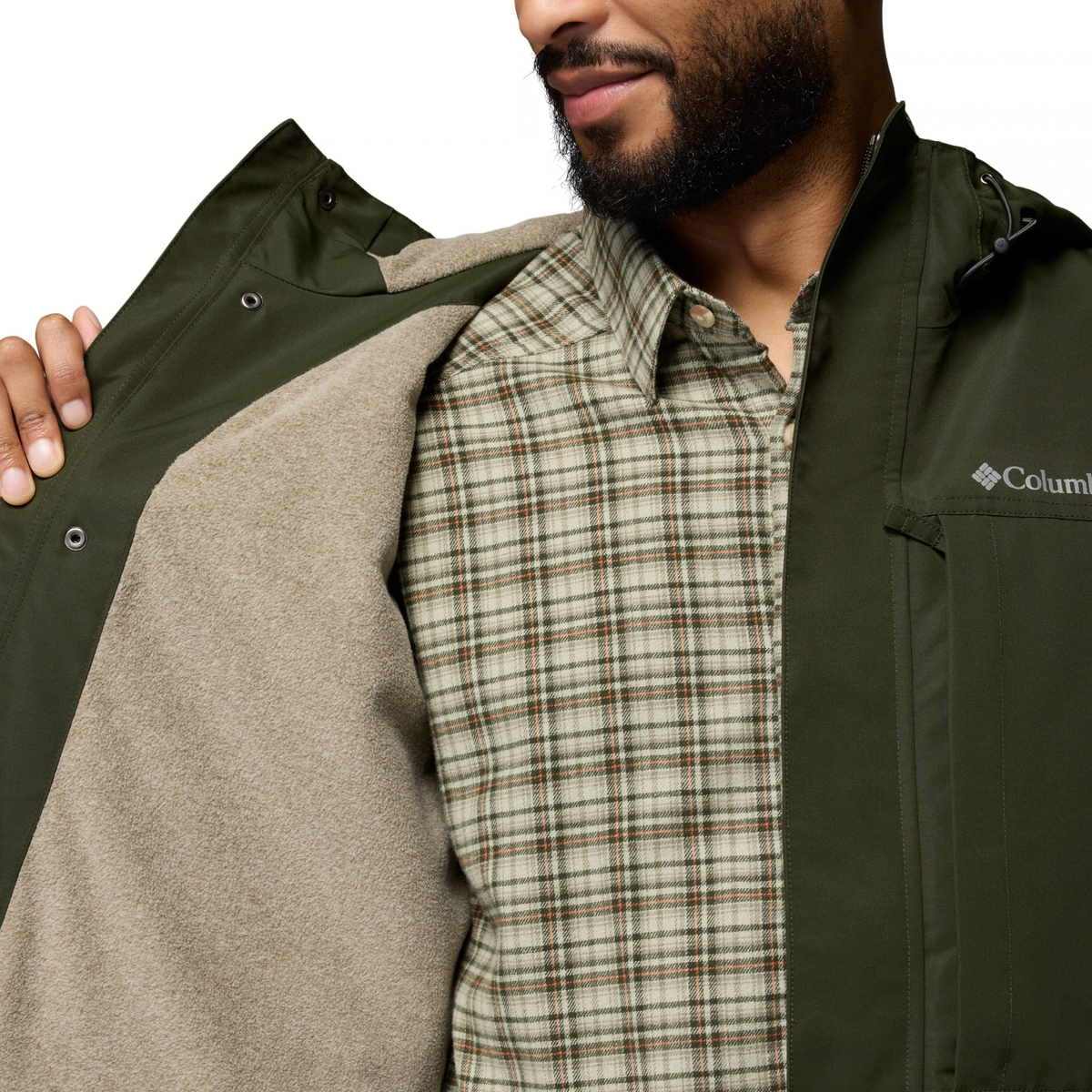 Columbia Men's Landroamer Fleece Lined Waterproof Jacket Greenscape Stone Green 366 2174421