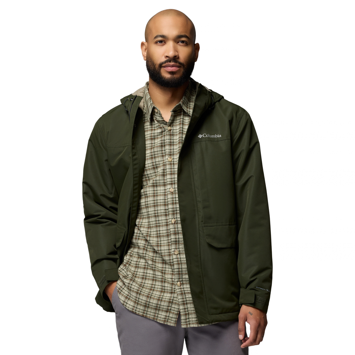 Columbia Men's Landroamer Fleece Lined Waterproof Jacket Greenscape Stone Green 366 2174421