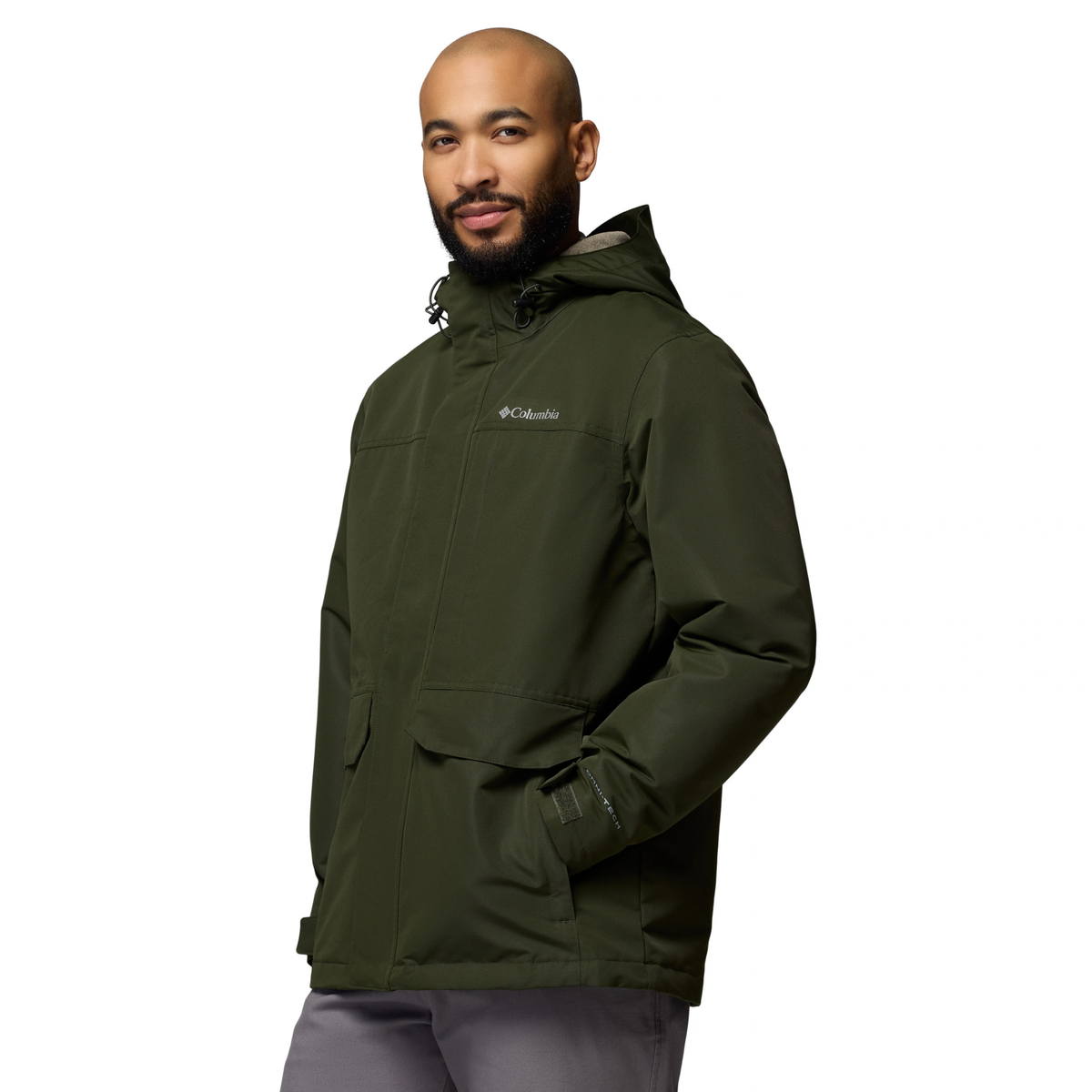 Columbia Men's Landroamer Fleece Lined Waterproof Jacket Greenscape Stone Green 366 2174421