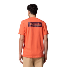 Load image into Gallery viewer, Columbia Men&#39;s North Cascades Short Sleeve Tee (Zing/CSC Box Logo)
