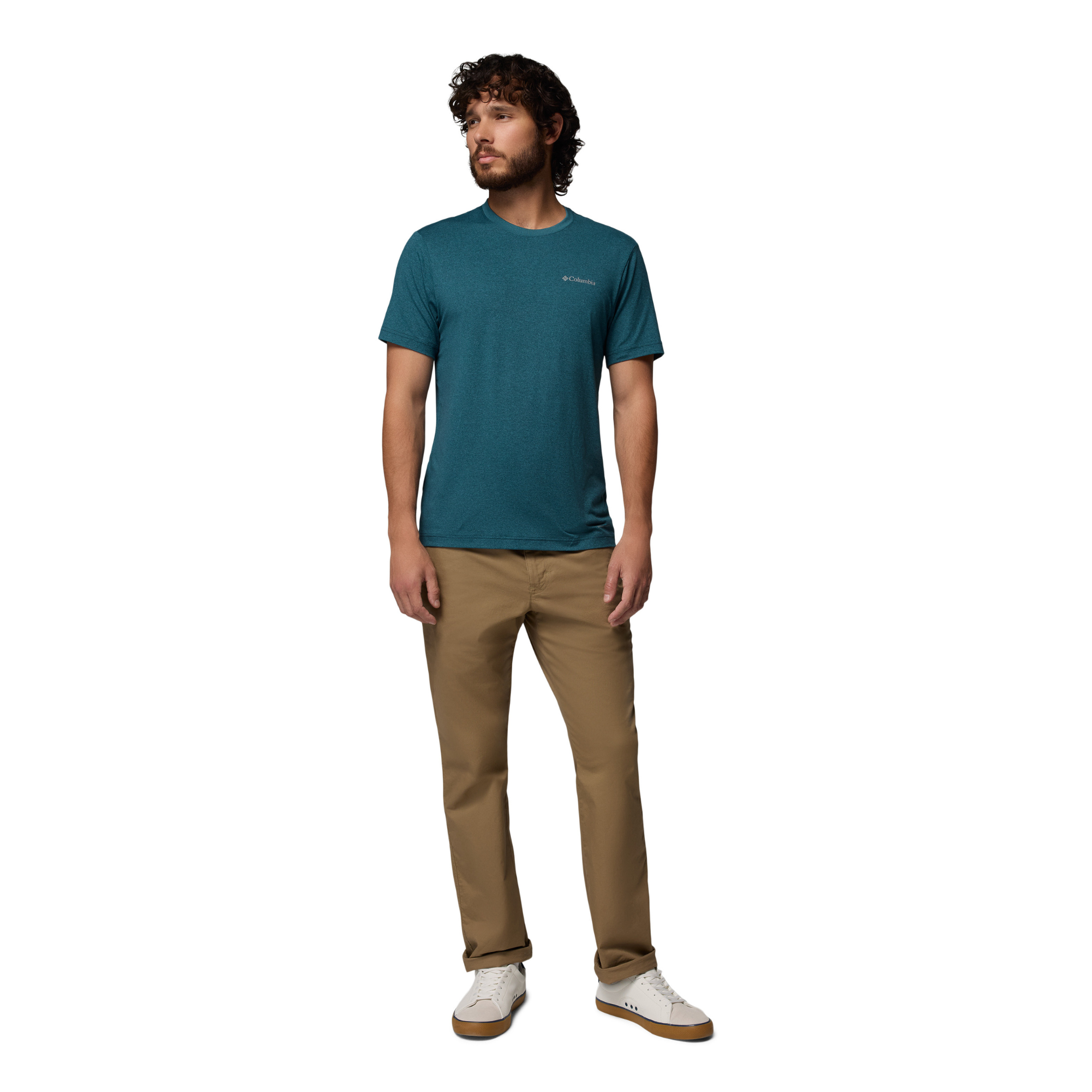 Columbia Men's Parsons Point Back Graphic UPF50 Short Sleeve Tee (Everblue Heather/Splatter Gem)
