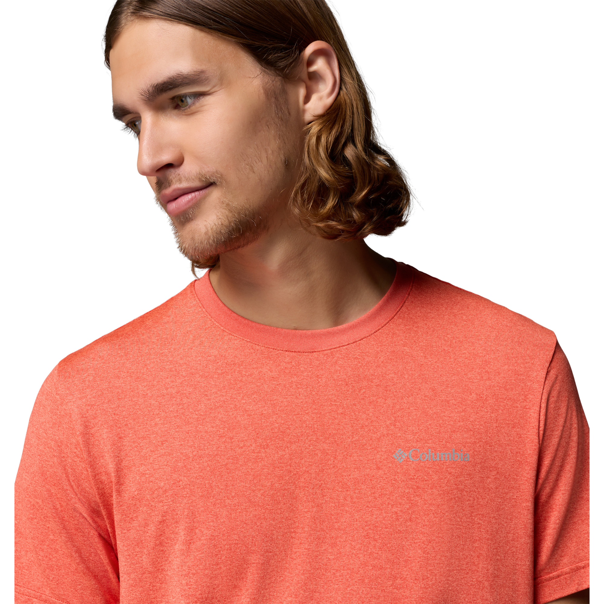 Columbia Men's Parsons Point Back Graphic UPF50 Short Sleeve Tee (Super Sonic Heather/Splatter Gem)