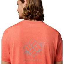 Load image into Gallery viewer, Columbia Men's Parsons Point Back Graphic UPF50 Short Sleeve Tee (Super Sonic Heather/Splatter Gem)
