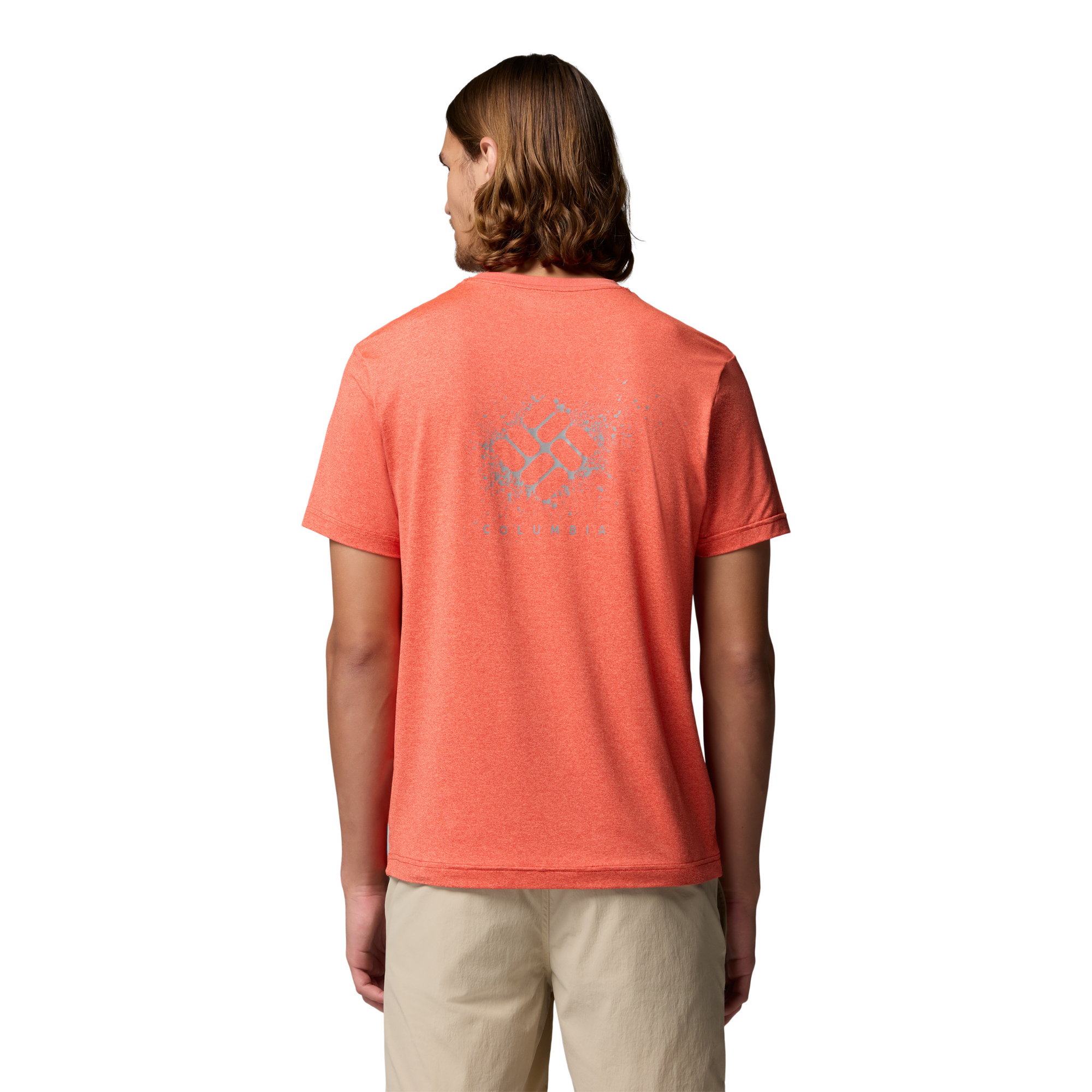 Columbia Men's Parsons Point Back Graphic UPF50 Short Sleeve Tee (Super Sonic Heather/Splatter Gem)