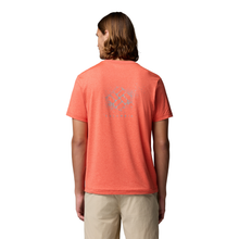 Load image into Gallery viewer, Columbia Men's Parsons Point Back Graphic UPF50 Short Sleeve Tee (Super Sonic Heather/Splatter Gem)
