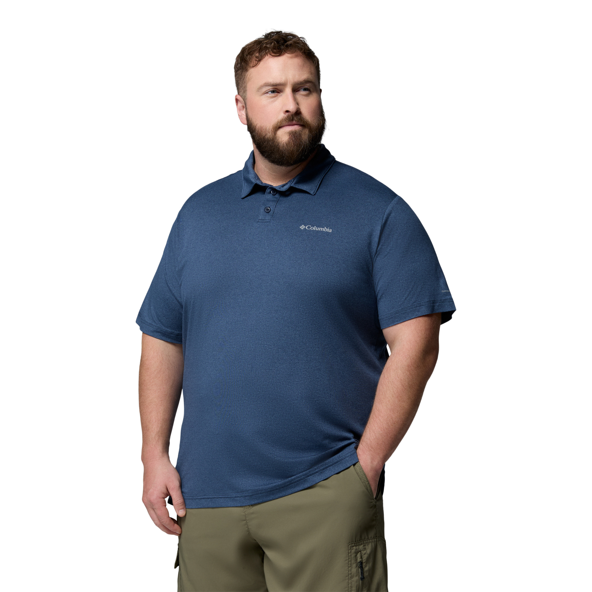 Columbia Men's Parsons Point Technical Polo Shirt (Collegiate Navy/Heather/Mountain Blue)