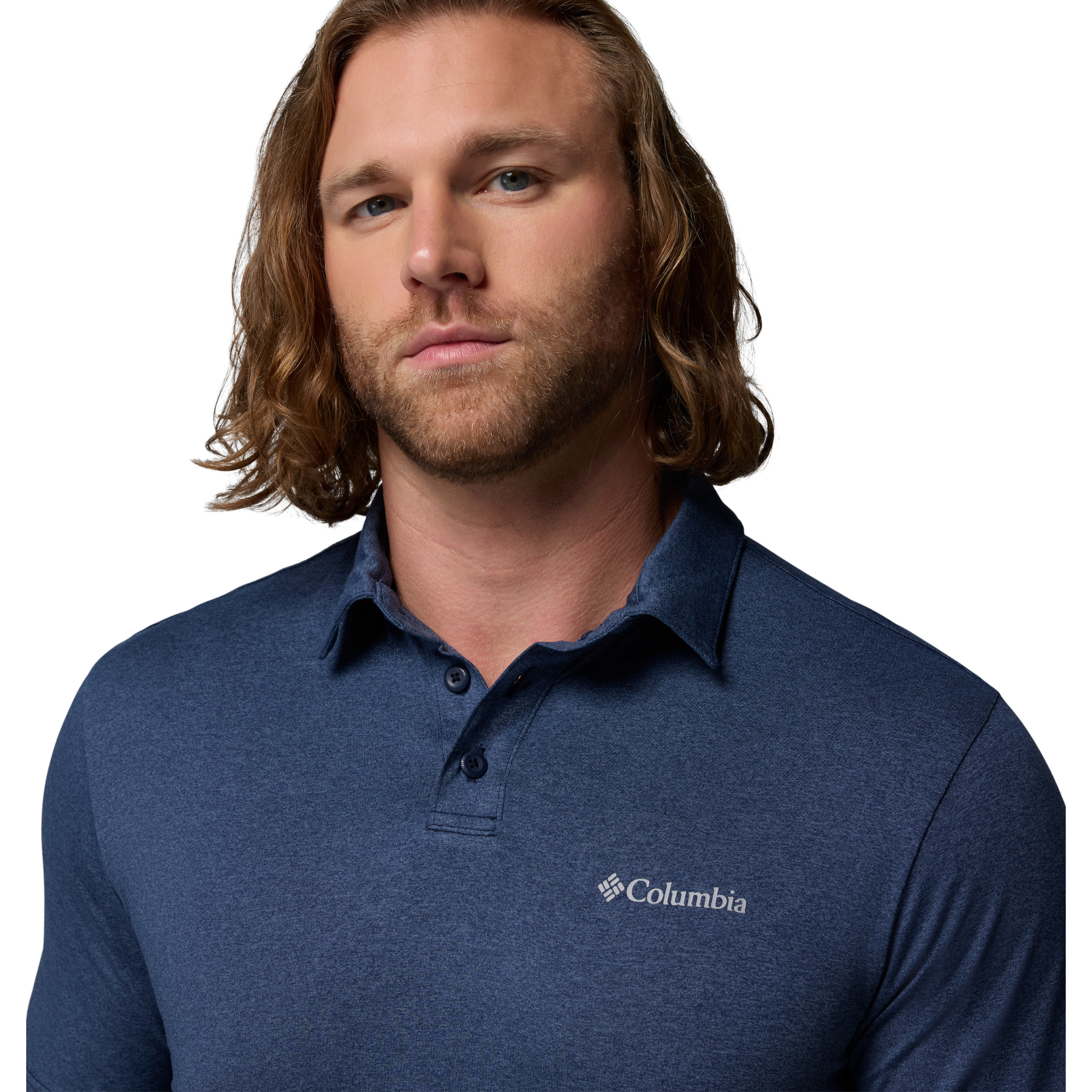 Columbia Men's Parsons Point Technical Polo Shirt (Collegiate Navy/Heather/Mountain Blue)